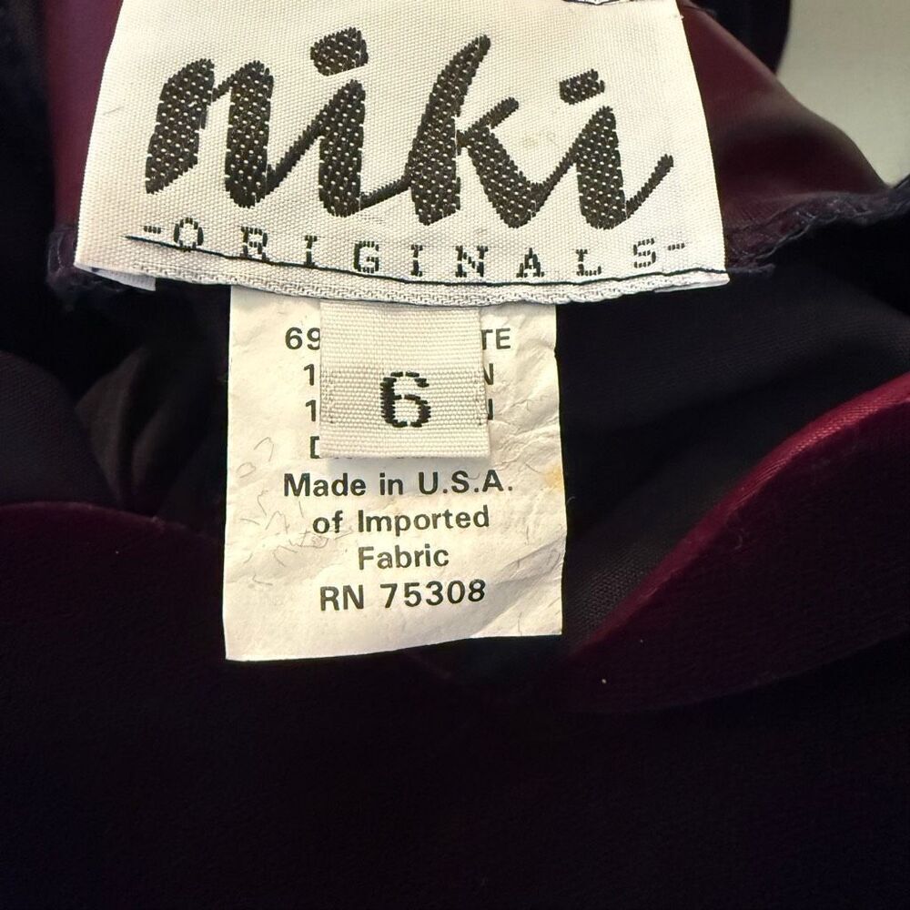 Vtg Niki Originals Purple Velvet and Satin Romantic Dropped Waist Dress Sz 6 - Picture 11 of 16